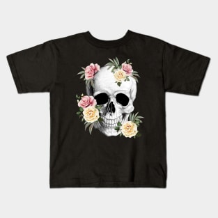 Tribe Skull With roses Kids T-Shirt